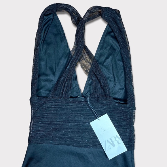 Zara Black Polkadot Lace Body Suit Leotard Small NWT - Picture 8 of 12